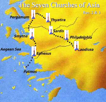 Mapa de 7 igrejas de Apocalipse