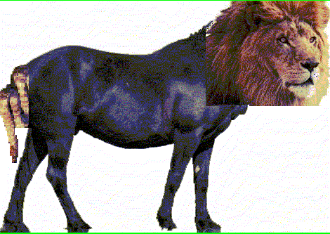 Cavalo com cabeça de leão